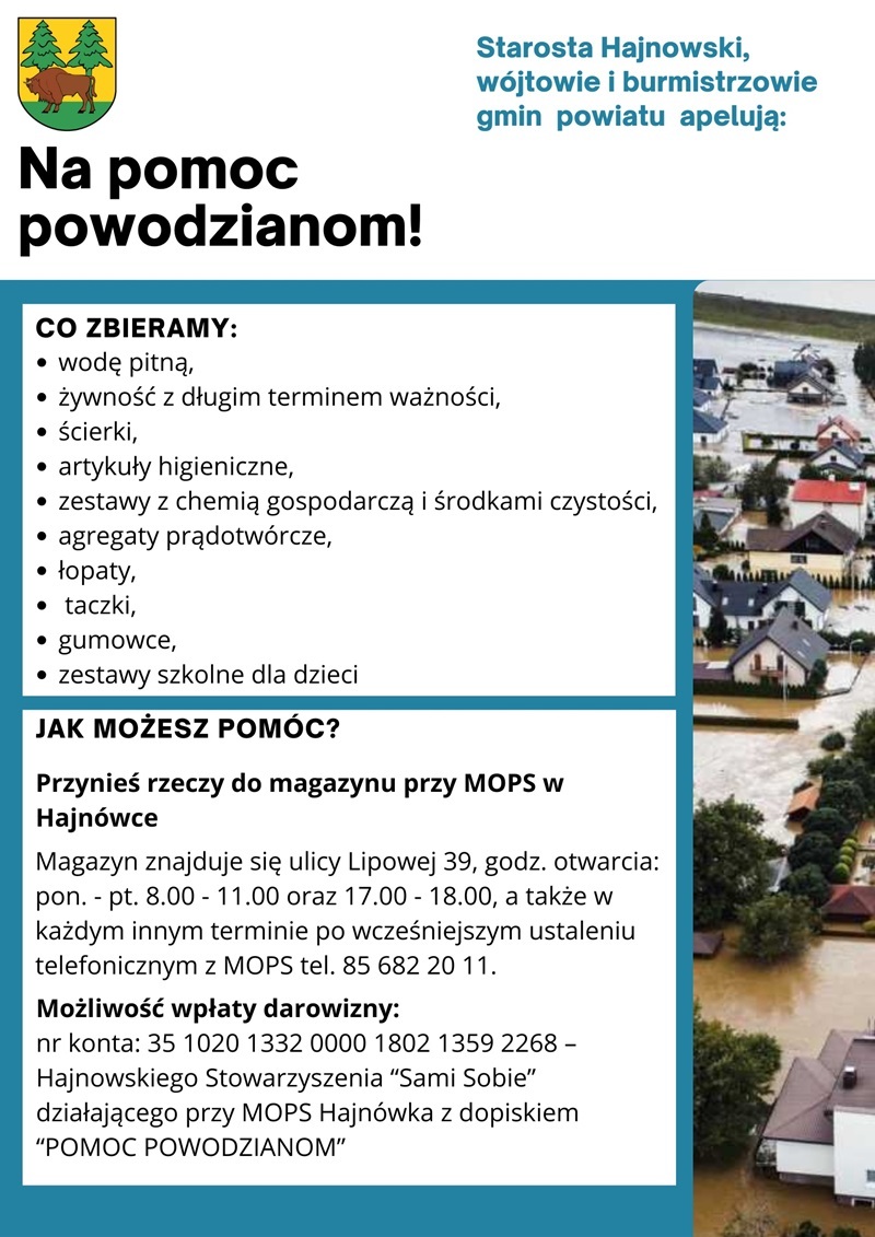 plakat pomoc powodzianom